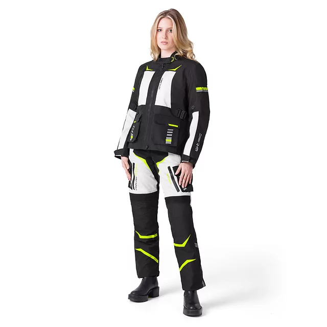 Ženska moto jakna W-TEC Warao Lady - črna-fluo