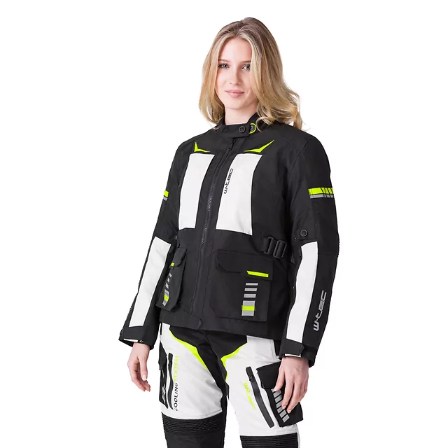Ženska moto jakna W-TEC Warao Lady - črna-fluo