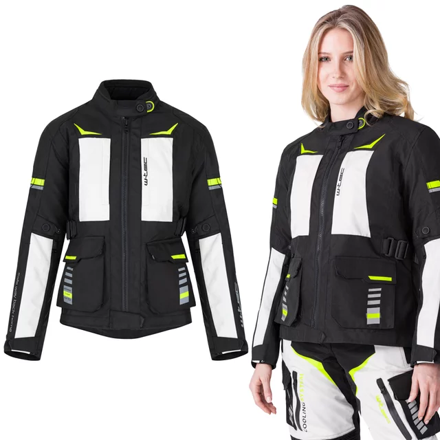 Ženska moto jakna W-TEC Warao Lady - črna-fluo - črna-fluo