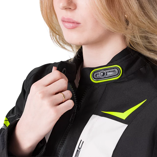 Ženska moto jakna W-TEC Warao Lady - črna-fluo
