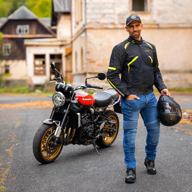 Moške motoristične kavbojke W-TEC Arikaro - črna