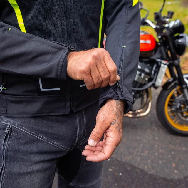 Poletna moška moto jakna W-TEC Mirelio - črna-fluo