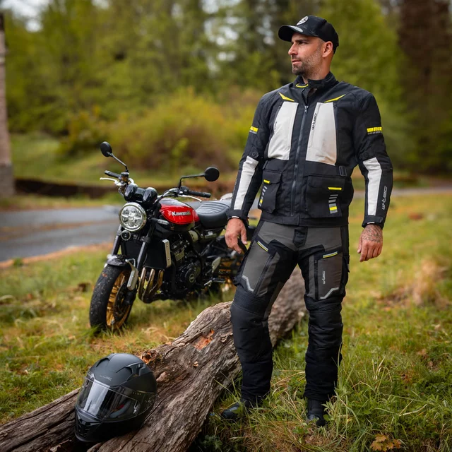 Moto jakna W-TEC Warao - črna-fluo