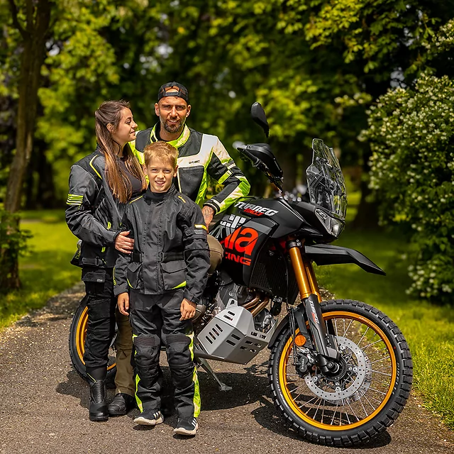 Otroške moto hlače W-TEC Pinapoco - črna-fluo