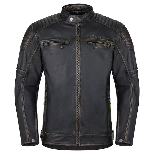 Usnjena moto jakna W-TEC Mungelli EVO - vintage černo-hnědá