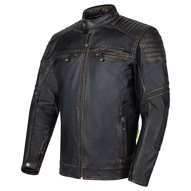 Usnjena moto jakna W-TEC Mungelli EVO - vintage černo-hnědá