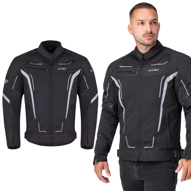 Poletna moška moto jakna W-TEC Mirelio - črna-siva