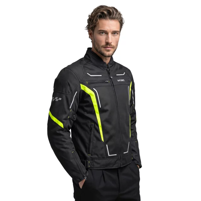 Poletna moška moto jakna W-TEC Mirelio - črna-fluo