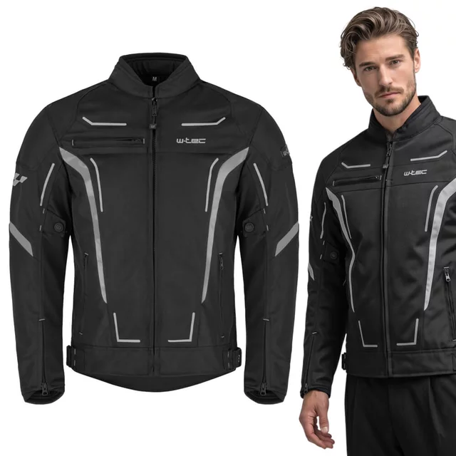 Poletna moška moto jakna W-TEC Mirelio - črna-fluo - črna-siva
