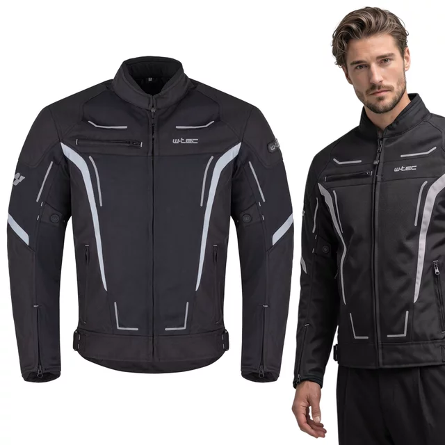 Poletna moška moto jakna W-TEC Mirelio - črna-fluo - črna-siva