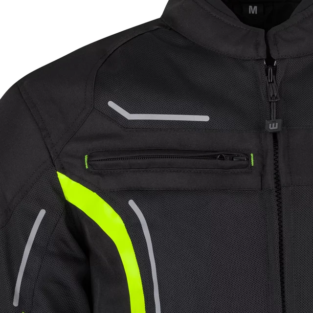 Poletna moška moto jakna W-TEC Mirelio - črna-fluo