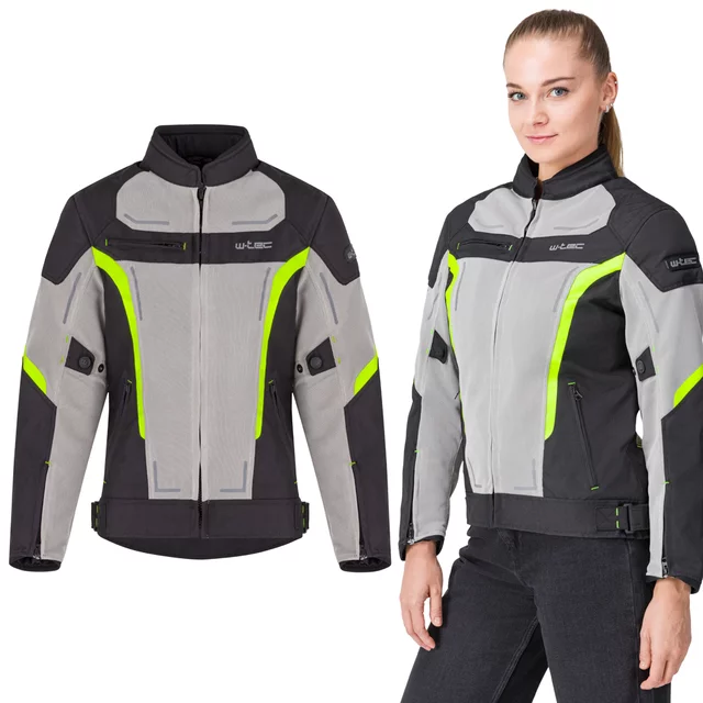 Poletna ženska moto jakna W-TEC Mirelia - črno-sivo-fluo