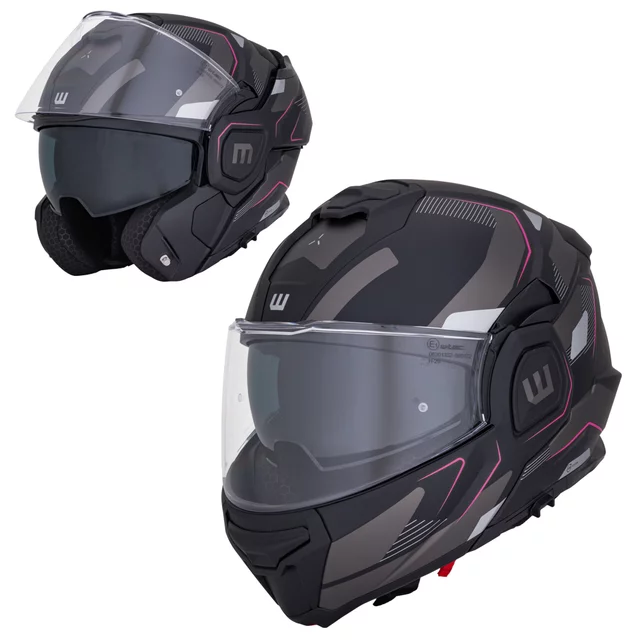 Preklopna moto čelada W-TEC Zoroz P/J - Matt Black-Fluo Pink