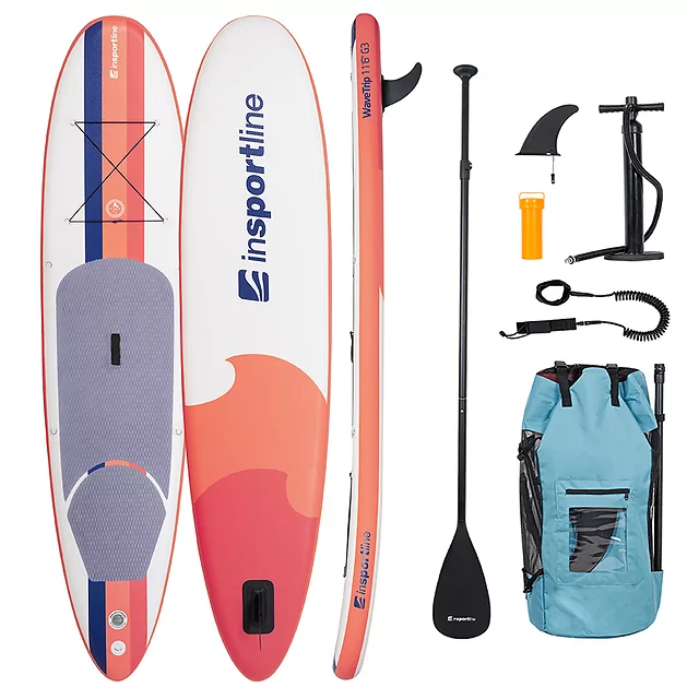 SUP Deska za veslanje z dodatki inSPORTline WaveTrip 11'6" G3 - korálová - korálová