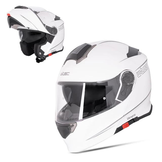 Preklopna čelada W-TEC Venero - Magic Matt Black - Glossy White