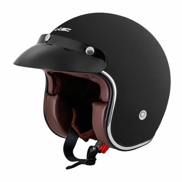 Moto čelada W-TEC YM-629 - črna sijaj s črnim oblazinjenjem - mat črna z rjavim oblazinjenjem