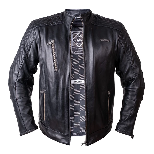 Usnjena moto jakna W-TEC Elcabron - črna