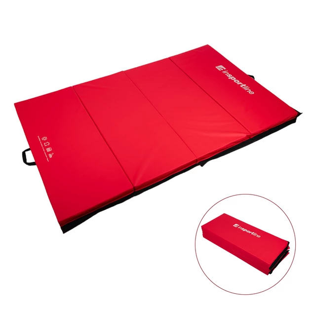 Zložljiva gimnastična podloga inSPORTline Kvadfold 200x120x5 cm - rdeča - rdeča