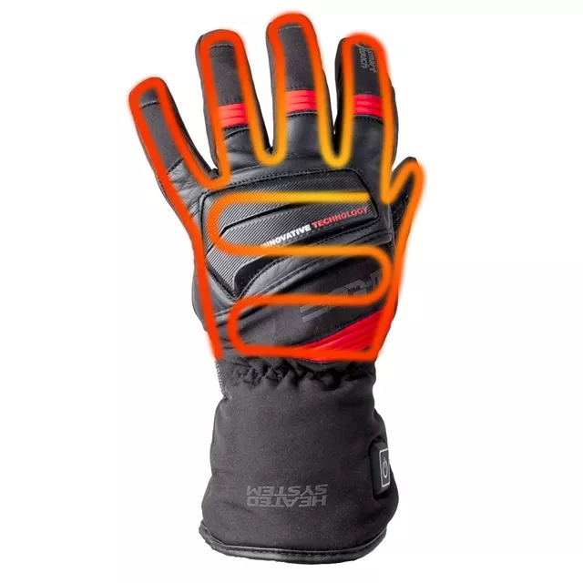 Ogrevane motoristične in smučarske rokavice W-TEC HEATamo - črna-rdeča