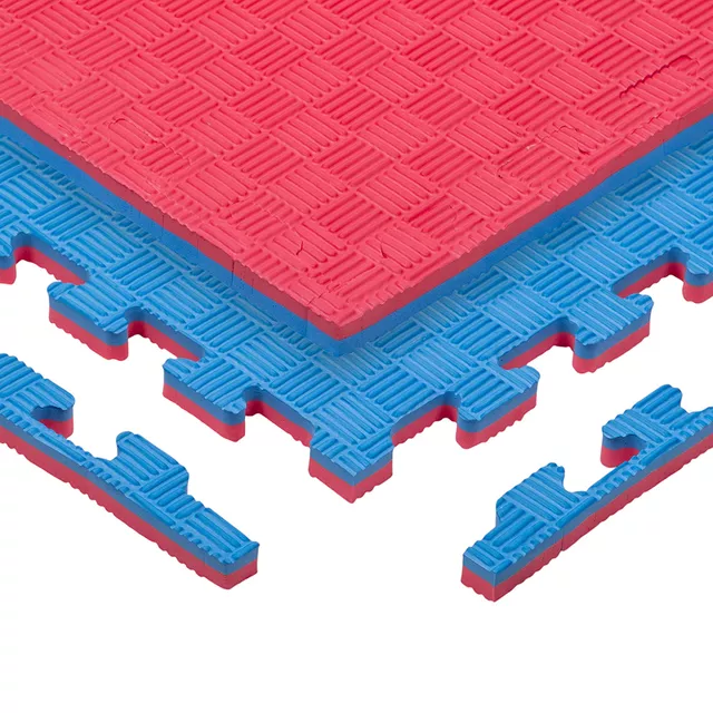 Puzzle tatami podloga inSPORTline Sazegul 100x100x2 cm - rdeče-modra, vzorec 5 črt - rdeče-modra, vzorec 5 črt
