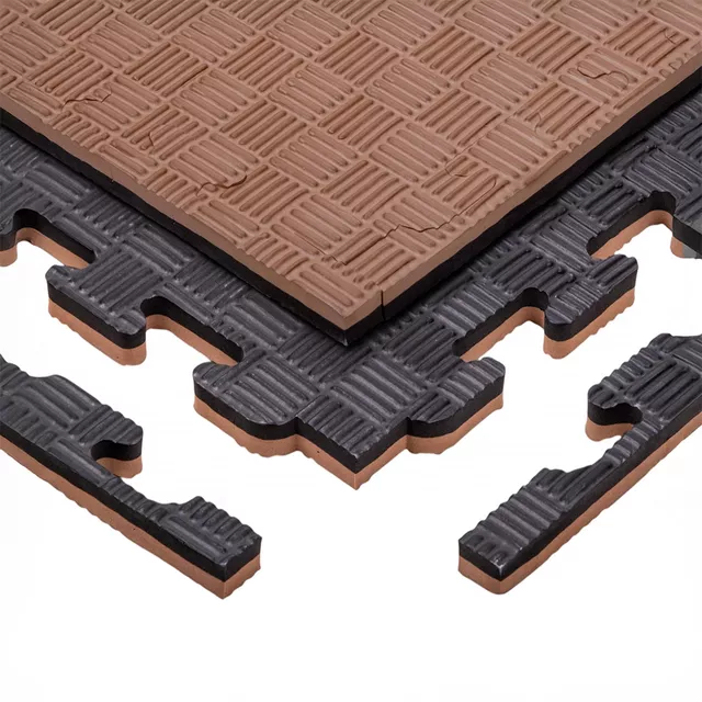 Puzzle tatami podloga inSPORTline Sazegul 100x100x2 cm - rdeče-modra, vzorec 5 črt - mocha mousse-črna, vzorec 5 črt