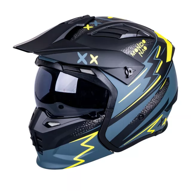 Moto čelada W-TEC Badalone Graphic - matně černá-žlutá