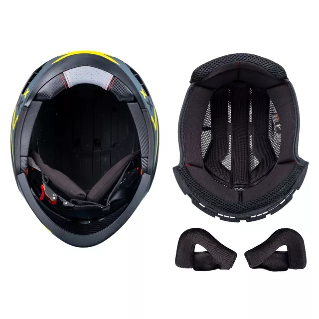 Moto čelada W-TEC Badalone Graphic - matně černá-žlutá