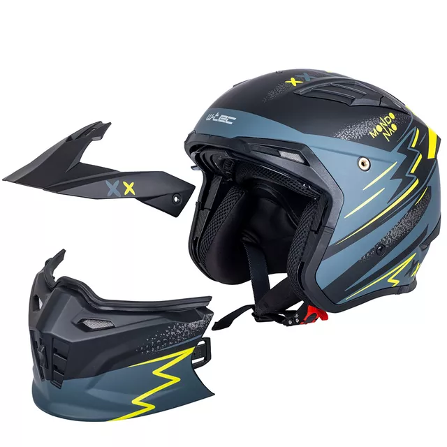 Moto čelada W-TEC Badalone Graphic - matně černá-žlutá