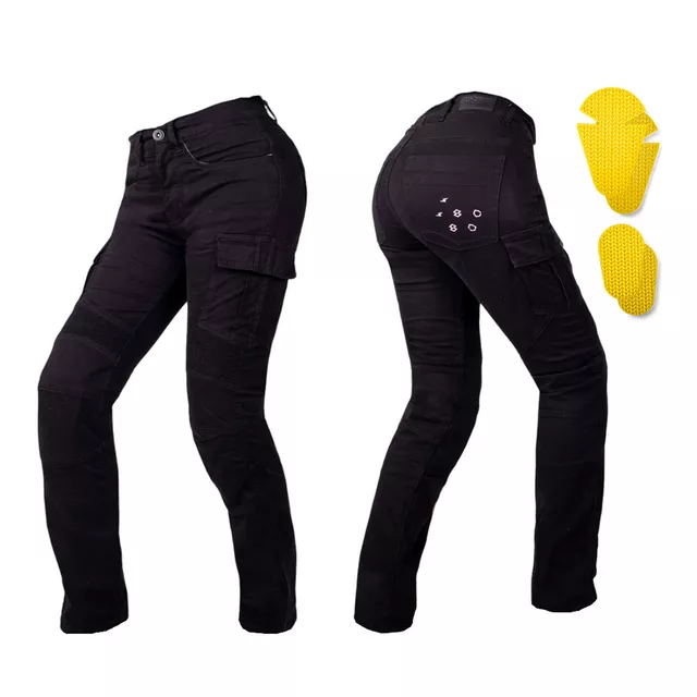 Ženske moto kavbojke W-TEC Komehana - črna - črna