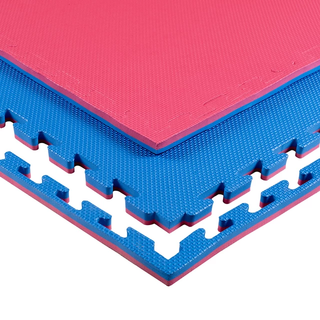 Puzzle tatami podloga inSPORTline Sazegul 100x100x2 cm - rdeče-modra, vzorec 5 črt
