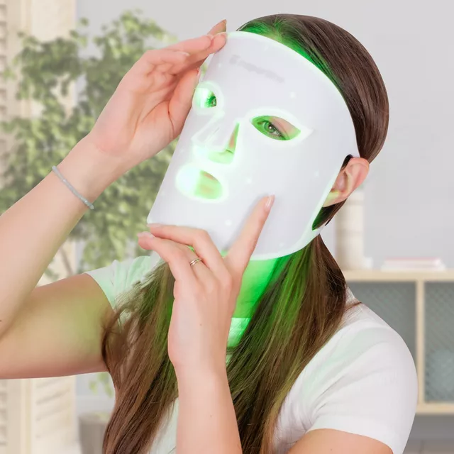 Polnilna silikonska LED svetlobna terapevtska maska inSPORTline Santorina