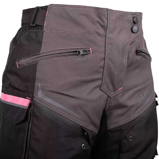 Ženske moto hlače W-TEC Barbata - černo-šedo-růžová