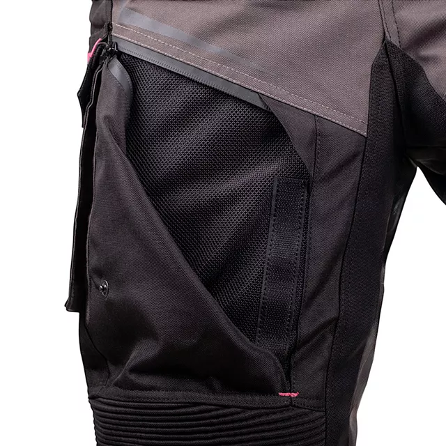 Ženske moto hlače W-TEC Barbata - černo-šedo-růžová