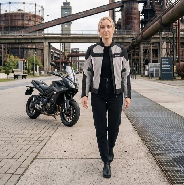 Poletna ženska moto jakna W-TEC Mirelia - črna-siva