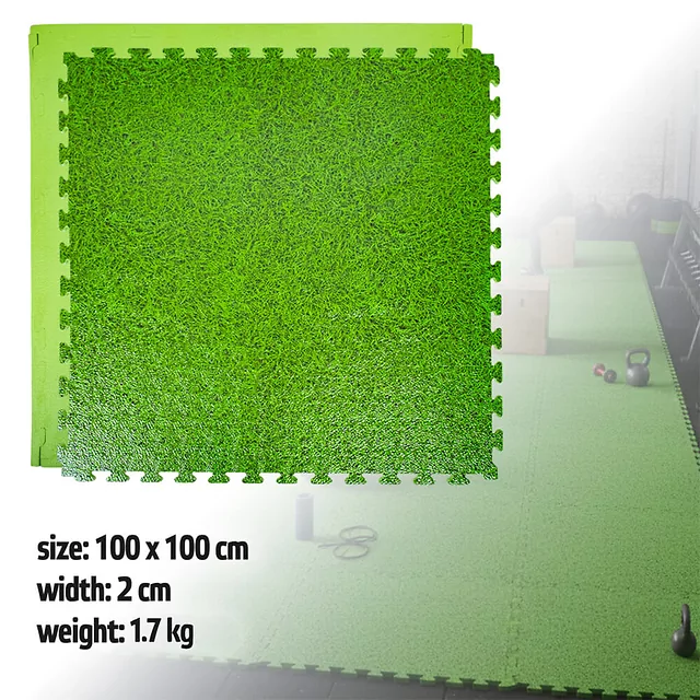 Puzzle tatami podloga inSPORTline Zemalpro 100x100x2 cm - motiv trávníku - motiv trávníku