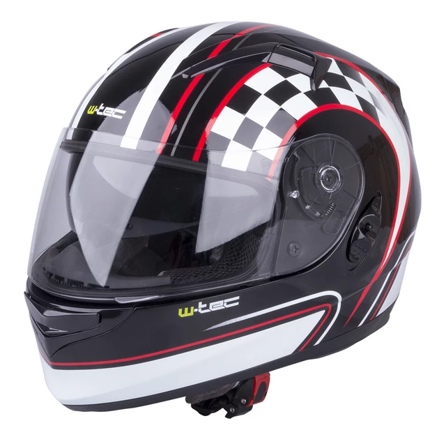 Moto čelada W-TEC V122 - črna-bela - črna-grafike