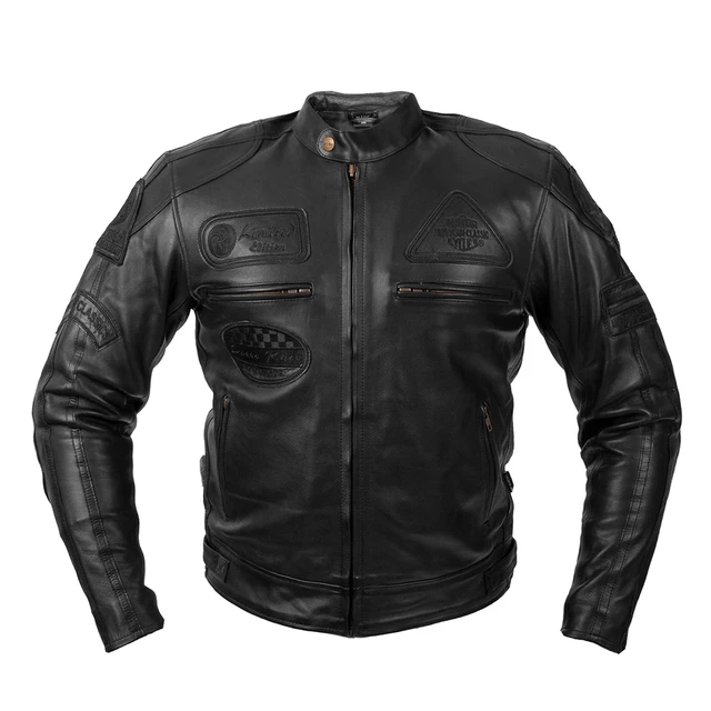 Moška usnjena moto jakna W-TEC Urban Noir - črna - črna