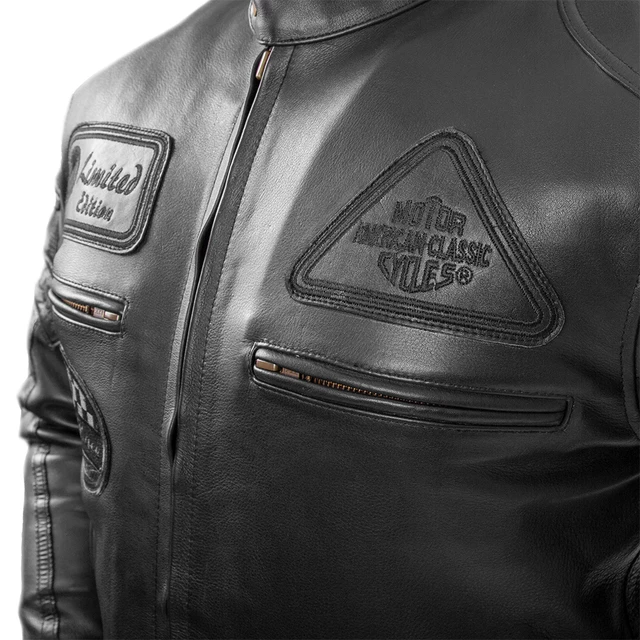 Moška usnjena moto jakna W-TEC Urban Noir - črna