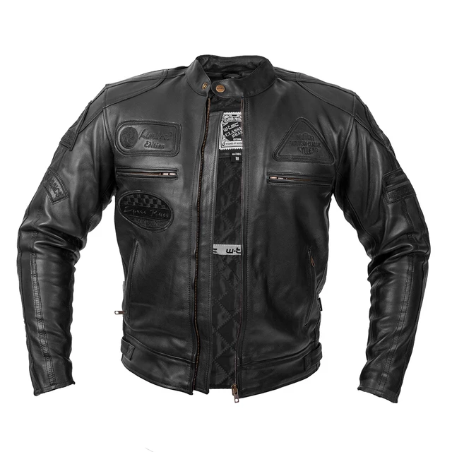 Moška usnjena moto jakna W-TEC Urban Noir - črna