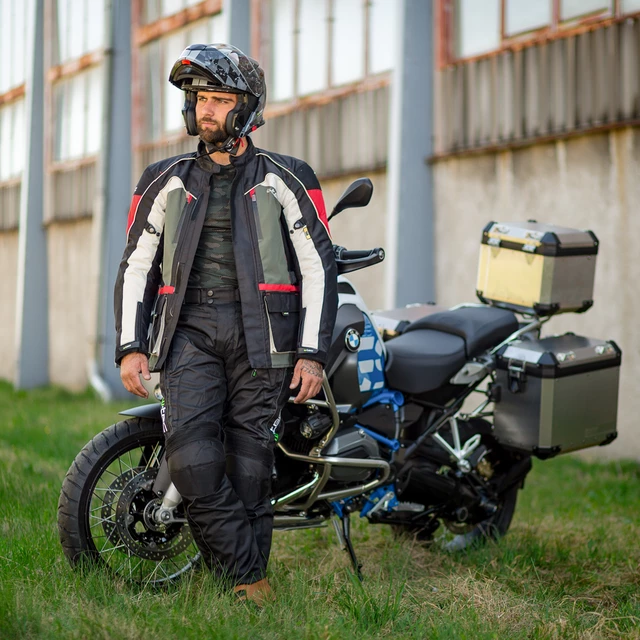 Moška moto jakna W-TEC Wigstein NF-2209 - černo-khaki-červená