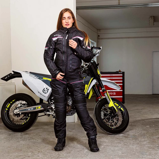 Ženske moto hlače W-TEC Propant Lady - črna -roza