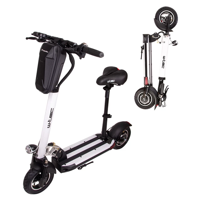 Električni skiro W-TEC Tenmark III 10" s sedežem in torbo - črna - bela