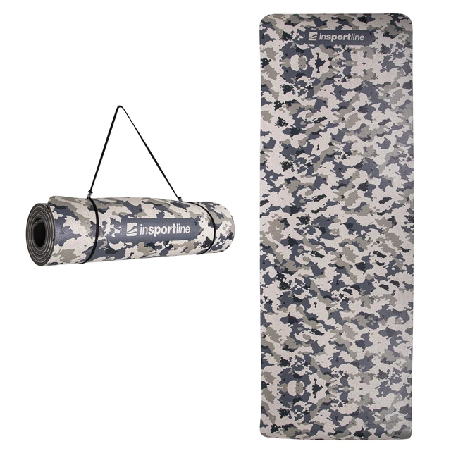 Podloga za vadbo inSPORTline Camu 173x61x0,8 cm - oranžna maskirna - siva maskirna