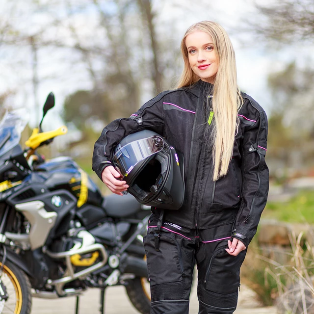 Ženske moto hlače W-TEC Propant Lady - črna -roza