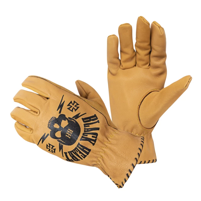 Usnjene moto rokavice W-TEC Black Heart Skull Gloves - camel - camel