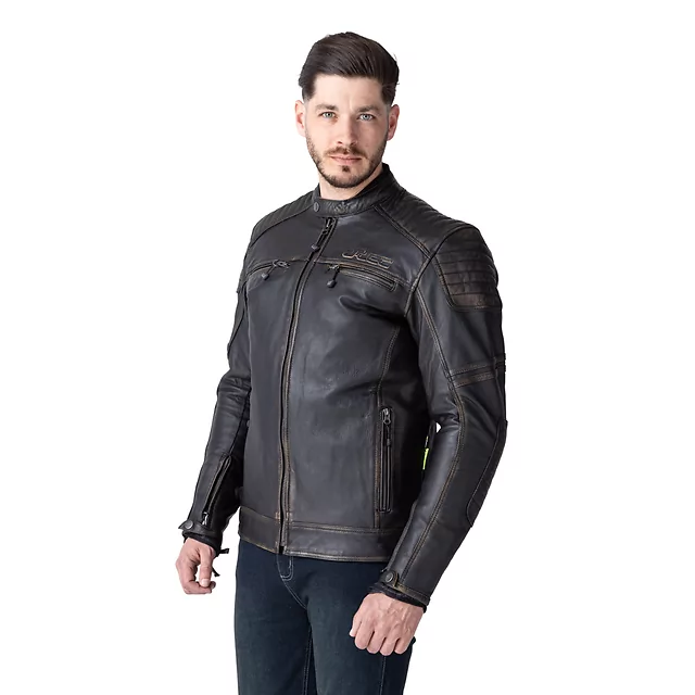 Usnjena moto jakna W-TEC Mungelli EVO - vintage černo-hnědá