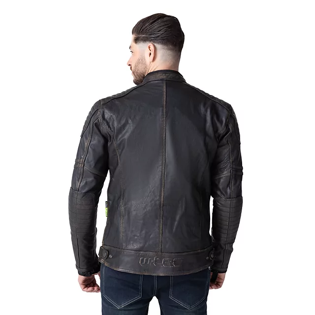 Usnjena moto jakna W-TEC Mungelli EVO - vintage černo-hnědá