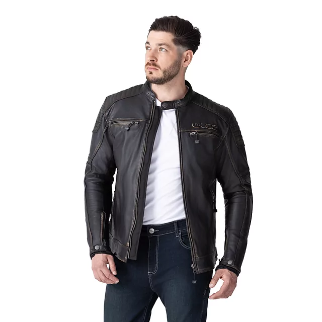 Usnjena moto jakna W-TEC Mungelli EVO - vintage černo-hnědá