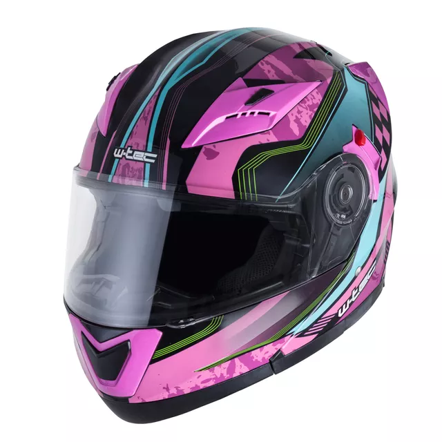 Preklopna moto čelada W-TEC Pezzon Magenta - roza-črna
