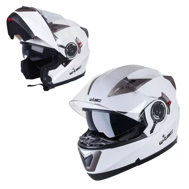 Preklopna moto čelada W-TEC Pezzon - belo-bronasta - belo-bronasta